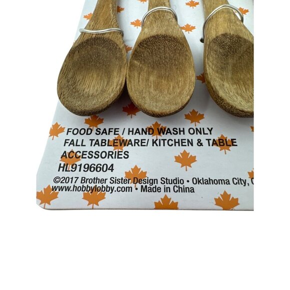 Pumpkin Wood Spoon Set Of 4 Fall Autumn Country Farmhouse Modern Holiday New - Picture 4 of 8
